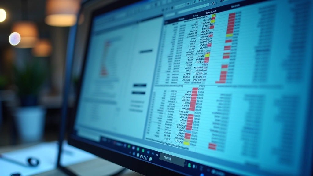 Spreadsheet with financial data and reconciliation entries on computer screen